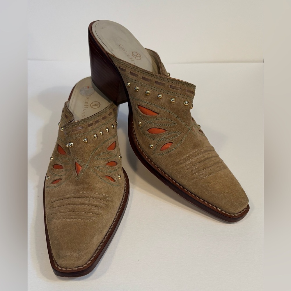 Cole Haan western tan slides in size 8.5